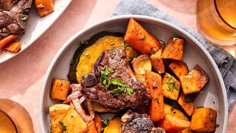 Mediterranean Baked Lamb Chops with Roasted Vegetables
